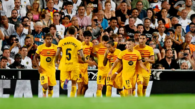 Barcelona celebrate their equaliser