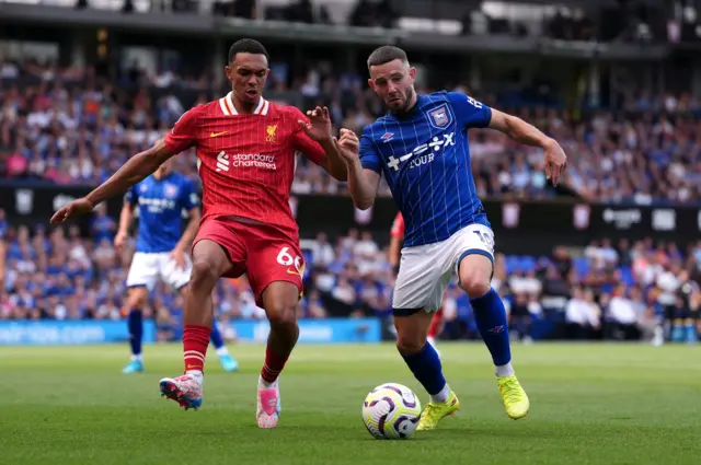 Liverpool's Trent Alexander-Arnold and Ipswich Town's Conor Chaplin