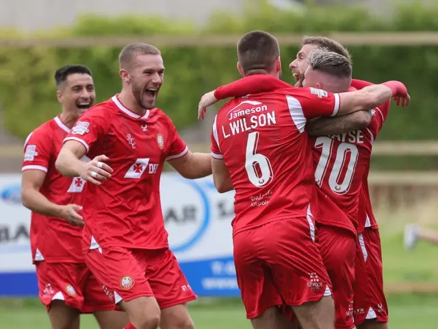 Portadown celebrate goal