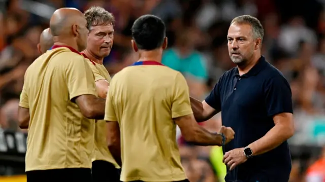 Hansi Flick with his Barcelona coaches