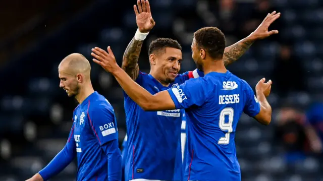 Rangers celebrate their opening goal