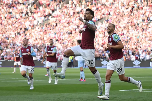 Paqueta celebrates scoring for West Ham