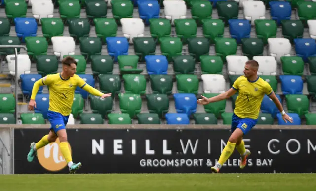 Dungannon celebrate goal