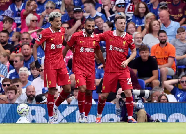 Luis Diaz, Mohamed Salah and Diogo Jota