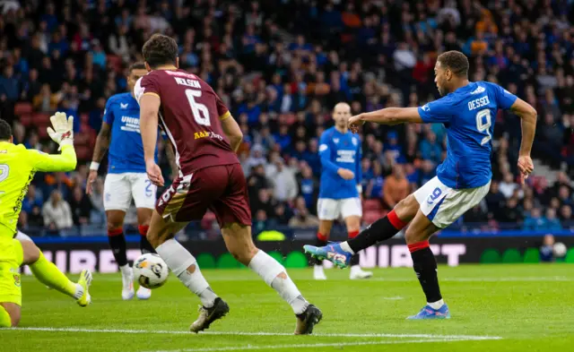 Cyriel Dessers scores for Rangers against St Johnstone