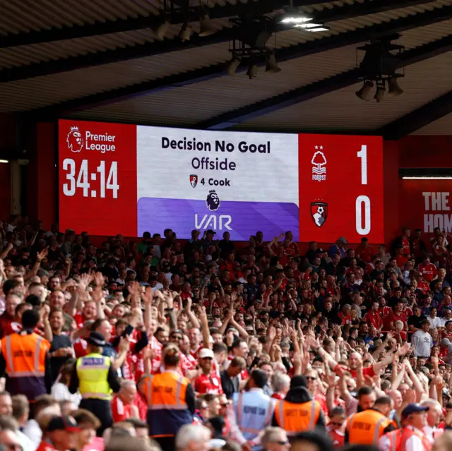 Scoreboard shows VAR have disallowed the Bournemouth goal