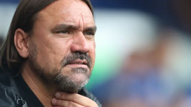 Daniel Farke looks on from the touchline