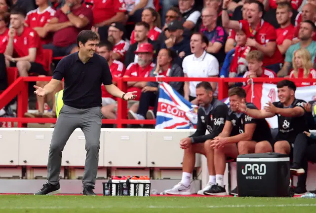 Iraola looks back at the bench bemused