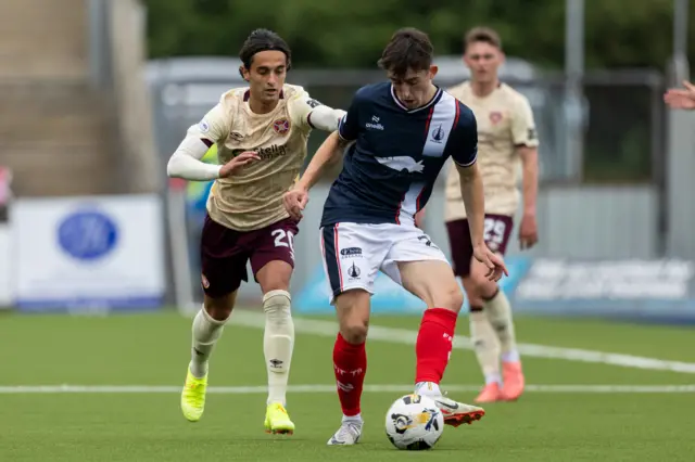 Hearts' Yan Dhanda and Falkirk's Keelan Adams