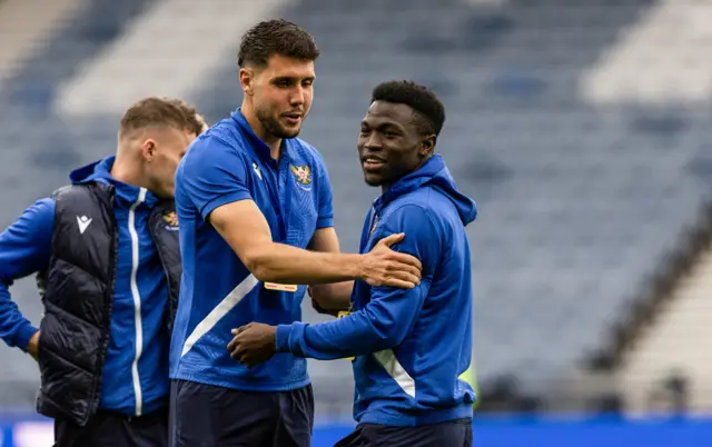 St Johnstone's Jack Sanders and Adama Sidibeh