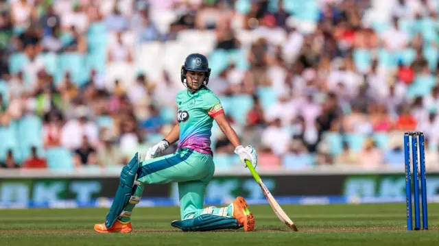 Oval Invincibles Marizanne Kapp batting during The Hundred Women's Eliminator match at The Kia Oval