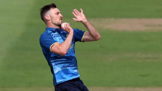 Warwickshire skipper Ed Barnard struck with the third ball of his third over