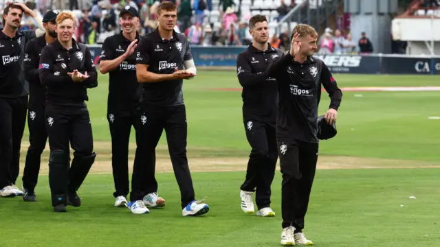 Lewis Goldsworthy leaves the field at Taunton