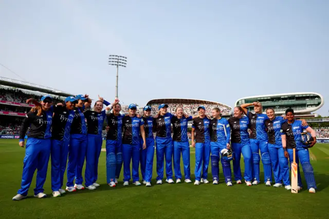 London Spirit players gather after final ball