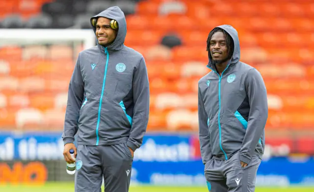 St Mirren's Mikael Mandron and Toyosi Olusanya