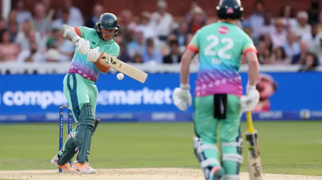 Oval Invincibles' Sam Curran batting during The Hundred Men's Final