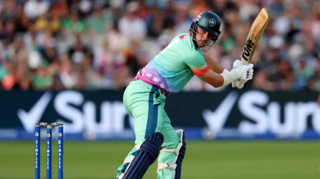 Will Jacks of Oval Invincibles bats during The Hundred Final match between Oval Invincibles Men and Southern Brave Men at Lord's Cricket Ground