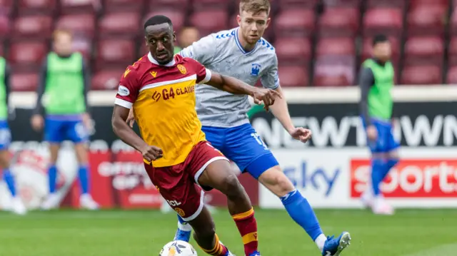 Motherwell striker Zach Robinson and Kilmarnock defender Stuart Findlay