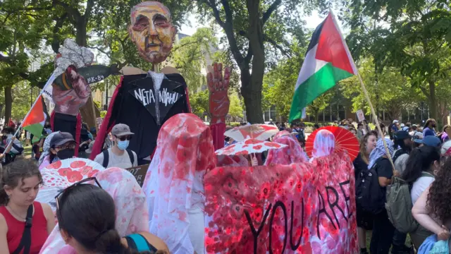 Protesters outside the DNC