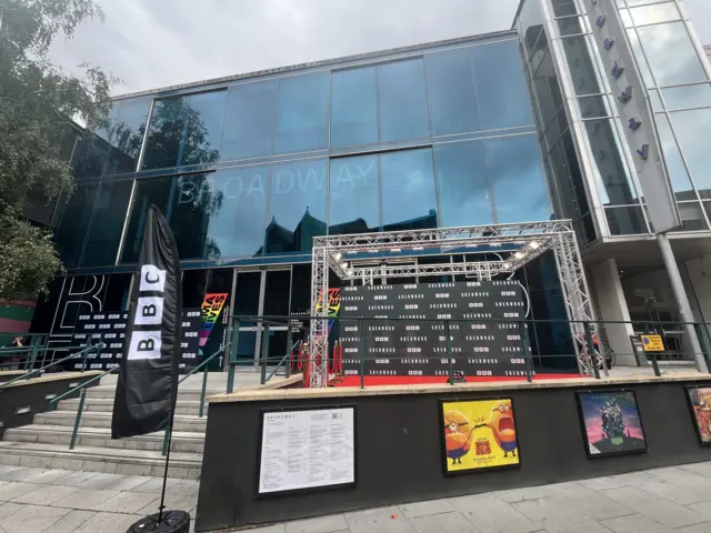 Outside Broadway Cinema for the Sherwood series two premiere