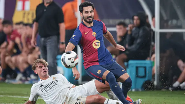 Ilkay Gundogan playing for Barcelona in a pre-season friendly against Real Madrid