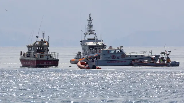 The scene in Sicily this morning - the yacht is 50 metres below the surface