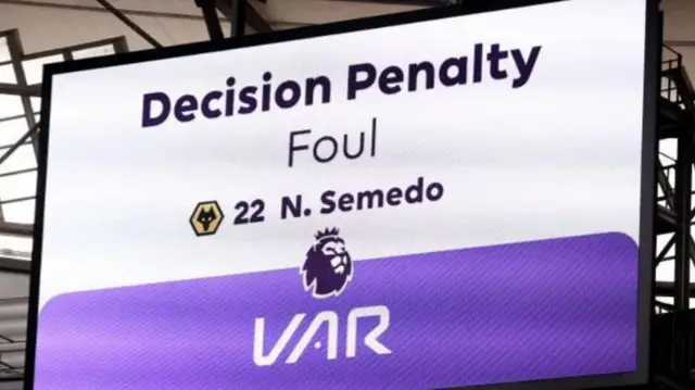 VAR screen at a Premier League game