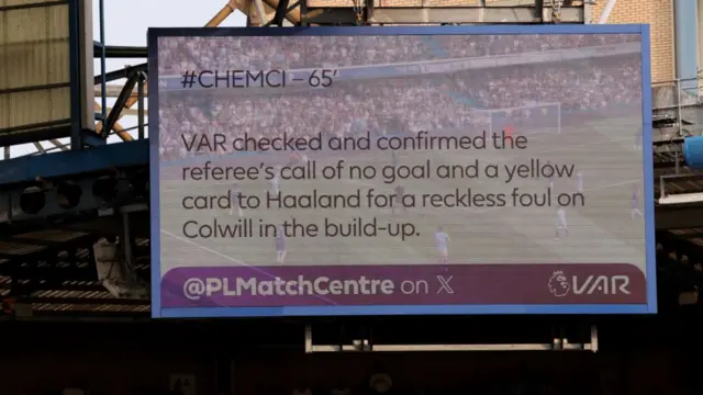 VAR screen at Chelsea's game against Manchester City