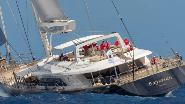 'Bayesian' sailing boat, in Palermo, Sicily, Italy.