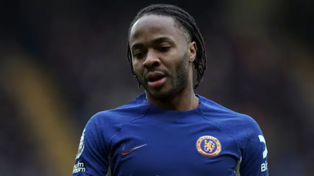 Raheem Sterling looking disappointed while playing for Chelsea