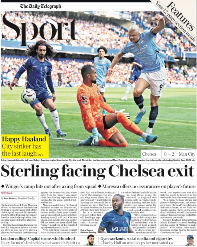 Telegraph's main sport page