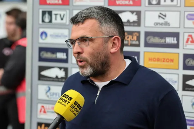 Queens Park manager Callum Davidson speaks to the BBC before a William Hill Championship match between Falkirk and Queen's Park at the Falkirk Stadium, on August 02, 2024, in Falkirk, Scotland. (Photo by Mark Scates / SNS Group)