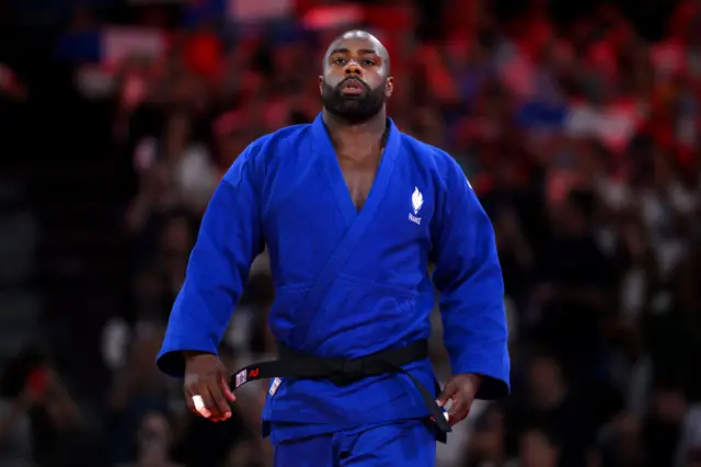 Teddy Riner of Team France is seen prior to the Judo Men +100kg Semifinal