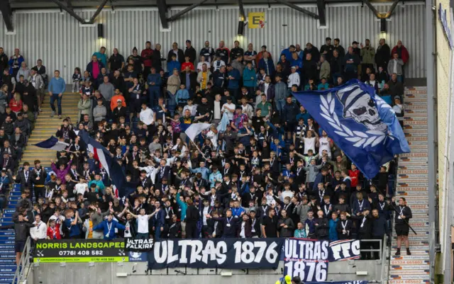 Falkirk fans during a William Hill Championship match between Falkirk and Queen's Park at the Falkirk Stadium, on August 02, 2024, in Falkirk, Scotland. (Photo by Mark Scates / SNS Group)