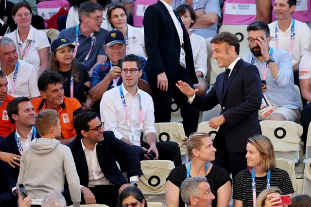 Emmanuel Macron at the BMX arena