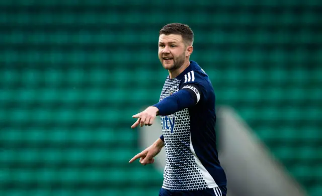 Queen's Park's Dom Thomas in action during a Premier Sports Cup match between Hibernian and Queen's Park at Easter Road Stadium, on July 16, 2024, in Edinburgh, Scotland.