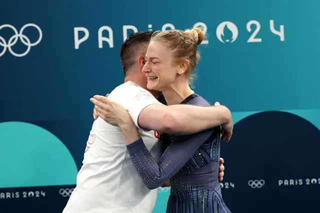 Gold medalist Bryony Page of Team Great Britain celebrates