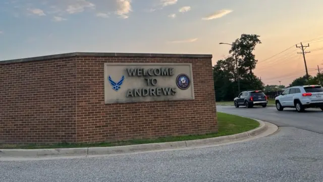 A sign for Andrew's Air Force base in Maryland