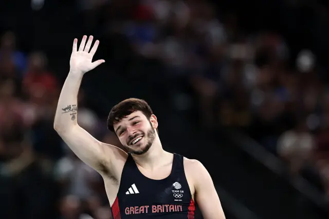 Zak Perzamanos of Team Great Britain reacts