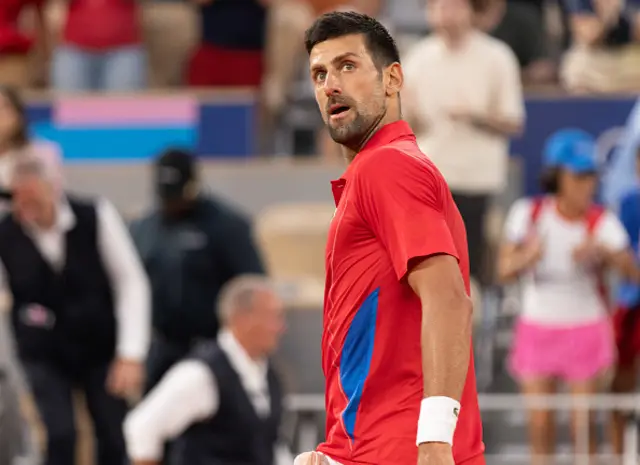 Novak Djokovic of Team Serbia looks on