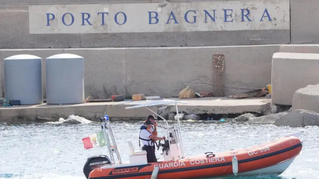 Italian emergency services prepare to head out to sea