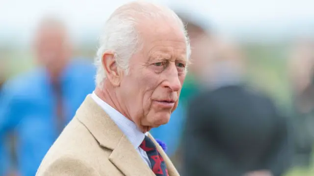 King Charles III attends at The 2024 Mey Highland Games at John O'Groats Park on August 03, 2024 in Edinburgh, Scotland.