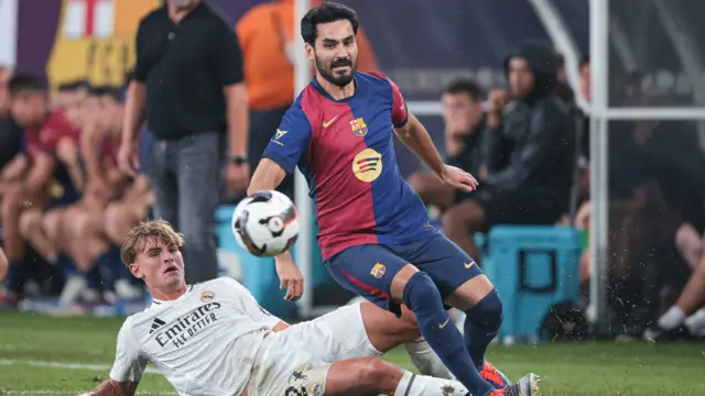 Ilkay Gundogan playing in a pre-season friendly for Barcelona against Real Madrid