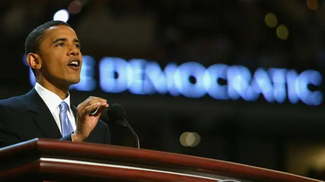 Obama speaking in 2004 at the convention