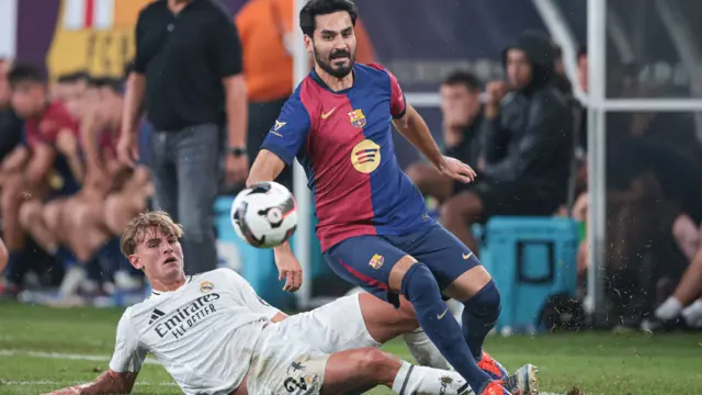 Ilkay Gundogan playing in a pre-season friendly for Barcelona against Real Madrid