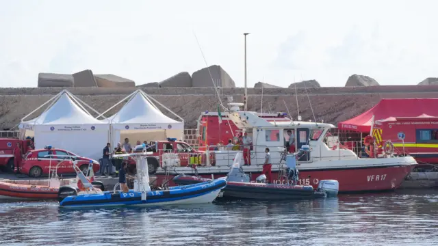 Italian emergency services gathered at Porticello harbour