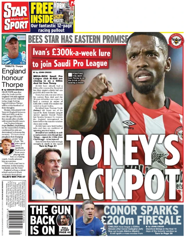 Back page of the Daily Star on 21 August 2024