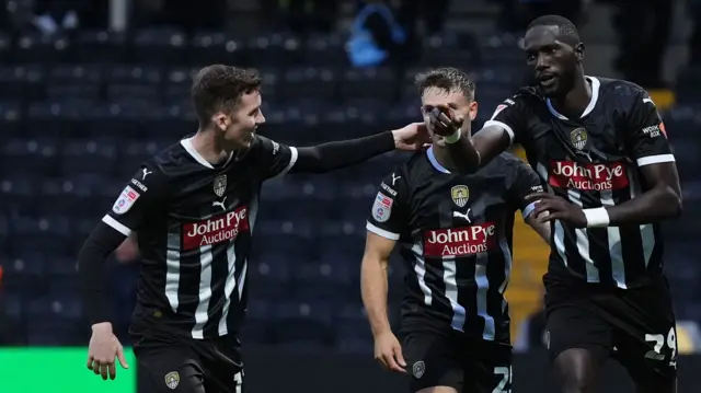 Notts County celebrate Alassana Jatta's goal