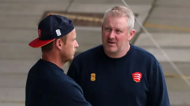 Essex director of cricket Anthony McGrath chats to captain Tom Westley