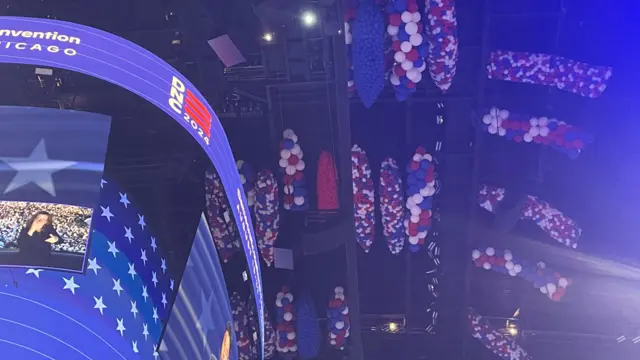 Ballons in the rafters above the DNC